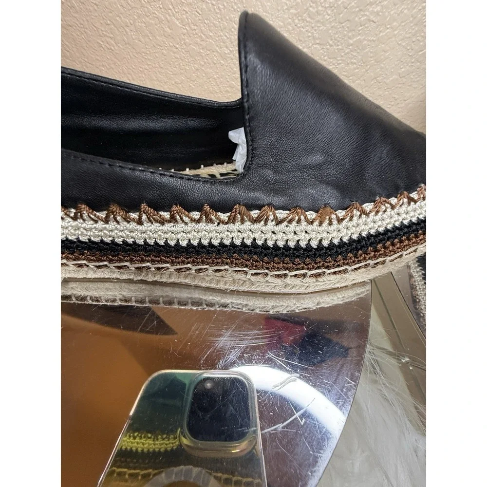 Chico's Womens Espadrille Shoe Sz 7.5 Bohemian Black‎ Comfort Slip  Resistant
